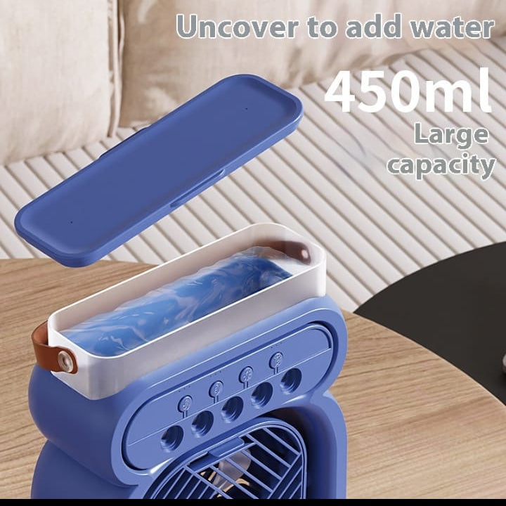 3-in-1 Portable Air Conditioner, Evaporative Air Cooler, LED Night Light, 3-Speed Humidifier, Black Color for Home and Office.