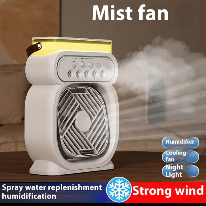 3-in-1 Portable Air Conditioner, Evaporative Air Cooler, LED Night Light, 3-Speed Humidifier, Black Color for Home and Office.