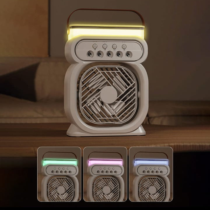 3-in-1 Portable Air Conditioner, Evaporative Air Cooler, LED Night Light, 3-Speed Humidifier, Black Color for Home and Office.