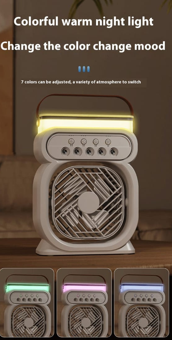 3-in-1 Portable Air Conditioner, Evaporative Air Cooler, LED Night Light, 3-Speed Humidifier, Black Color for Home and Office.