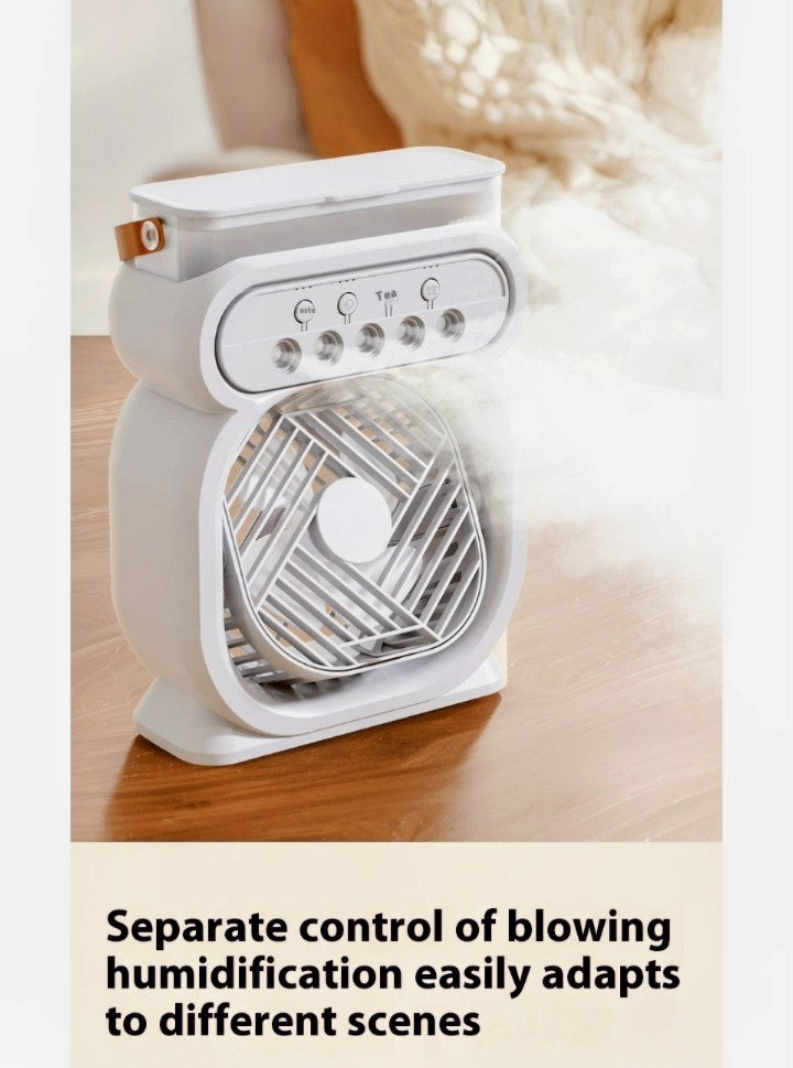 3-in-1 Portable Air Conditioner, Evaporative Air Cooler, LED Night Light, 3-Speed Humidifier, Black Color for Home and Office.