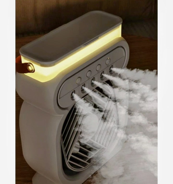 3-in-1 Portable Air Conditioner, Evaporative Air Cooler, LED Night Light, 3-Speed Humidifier, Black Color for Home and Office.