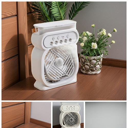 3-in-1 Portable Air Conditioner, Evaporative Air Cooler, LED Night Light, 3-Speed Humidifier, Black Color for Home and Office.