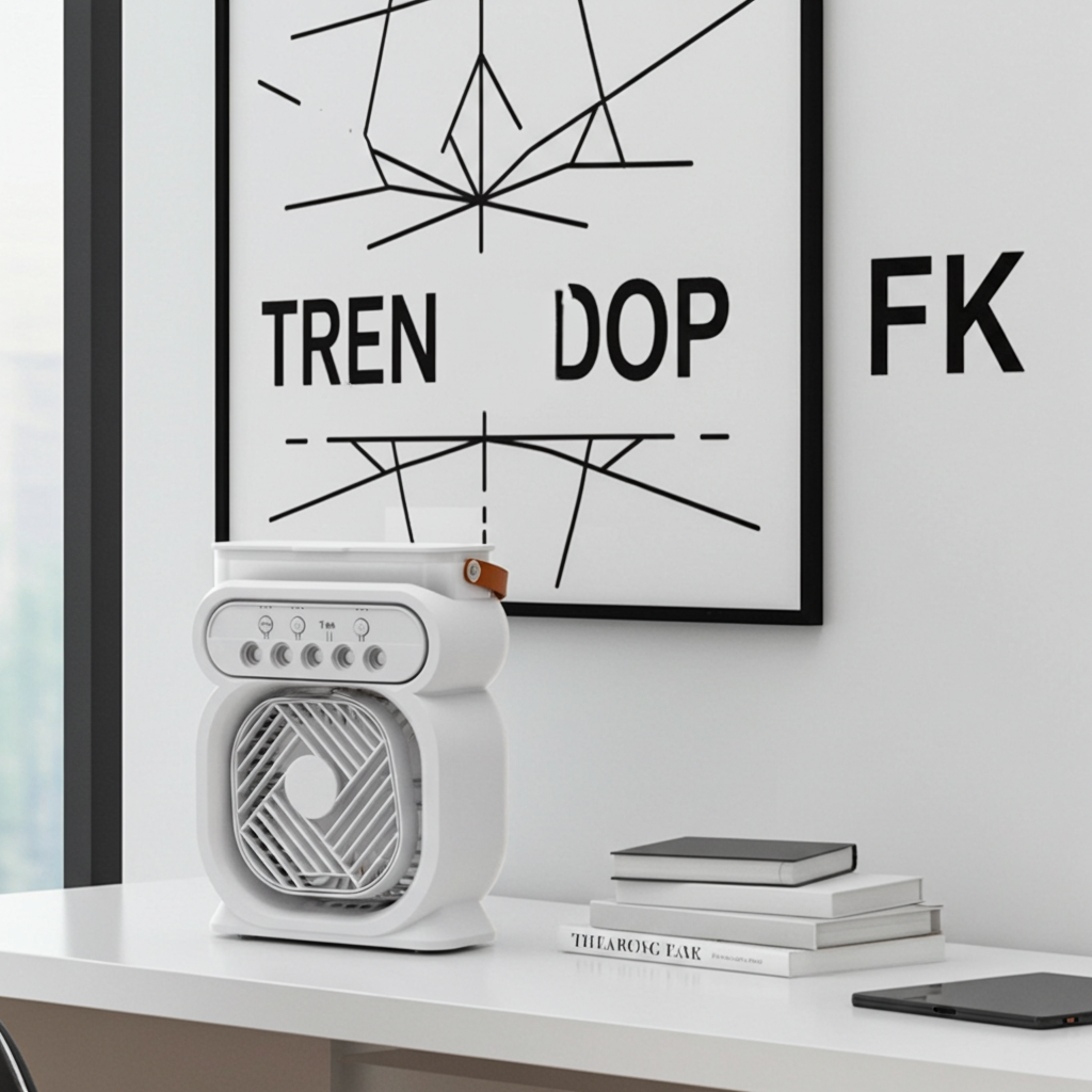 3-in-1 Portable Air Conditioner, Evaporative Air Cooler, LED Night Light, 3-Speed Humidifier, Black Color for Home and Office.