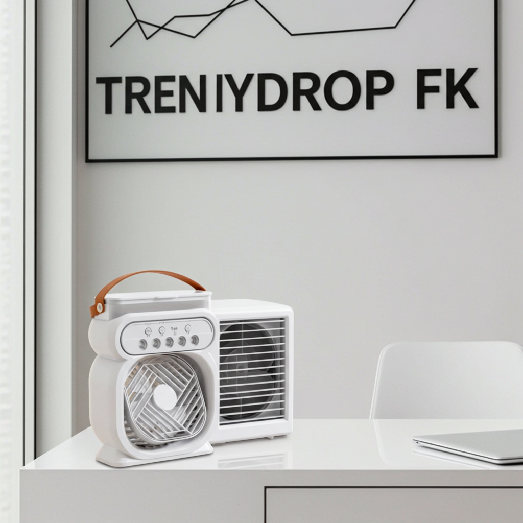 3-in-1 Portable Air Conditioner, Evaporative Air Cooler, LED Night Light, 3-Speed Humidifier, Black Color for Home and Office.