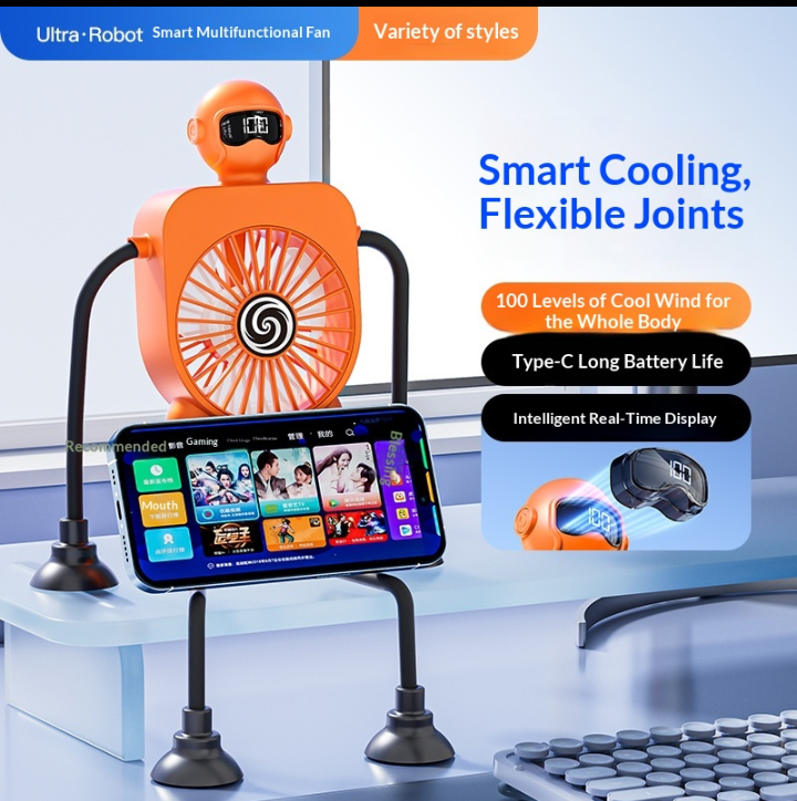 Ultra Robot Portable Fan – Rechargeable Flexible Desktop & Hanging Mini Fan